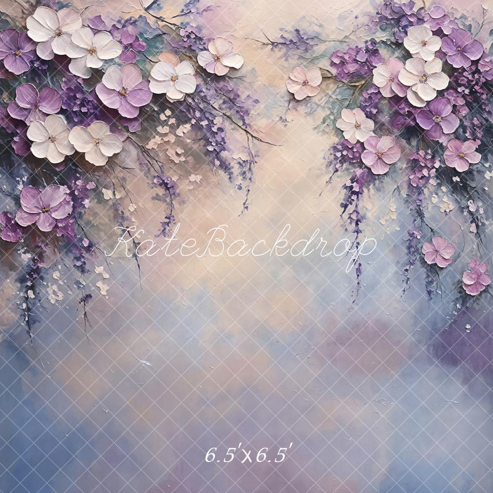 Kate Fine Art Purple Floral Pastel Backdrop Designed by Emetselch