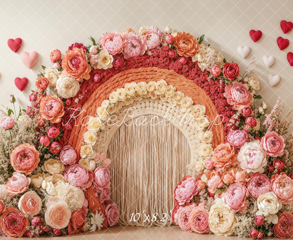 Bohemian Floral Arch Heart Pink Foto Achtergrond Designed by Emetselch