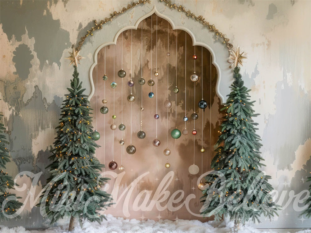 Kate Christmas Boho Retro Floral Arch Backdrop Designed by Mini MakeBelieve