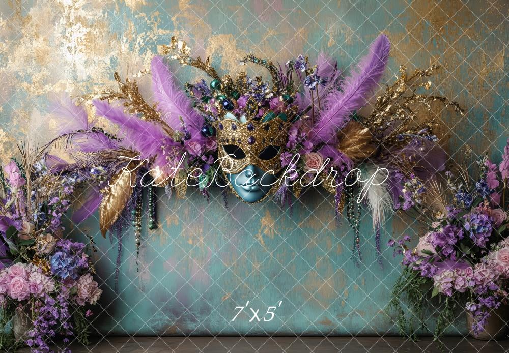 Kate Carnival Mardi Gras Mask Floral Backdrop Designed by Patty Roberts