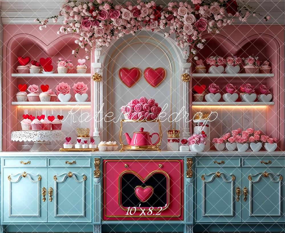 Kate Valentine Kitchen Heart Cupcakes Backdrop Designed by Mini MakeBelieve