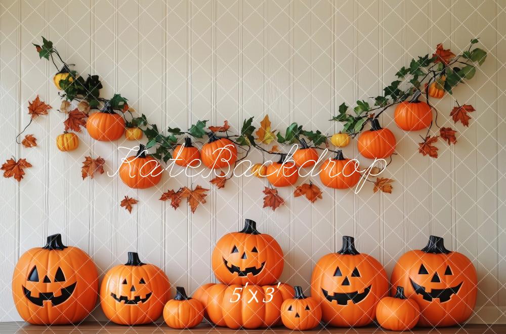 Kate Halloween Pumpkin White Wall Backdrop Designed by Patty Roberts