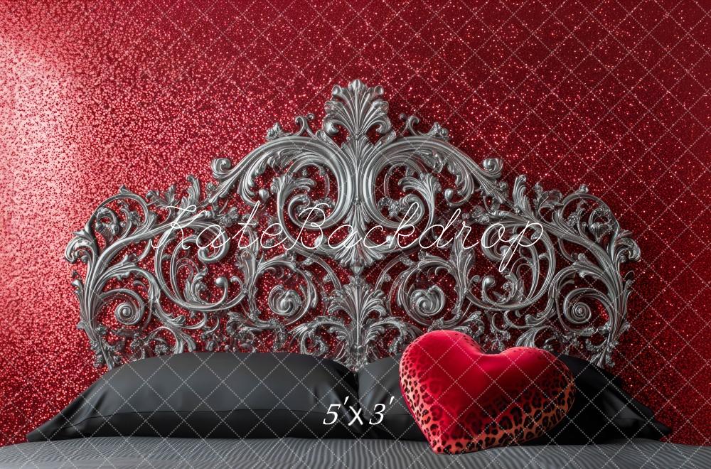 TEST Kate Valentine Headboard Red Glitter Ornate Backdrop Designed by Mini MakeBelieve