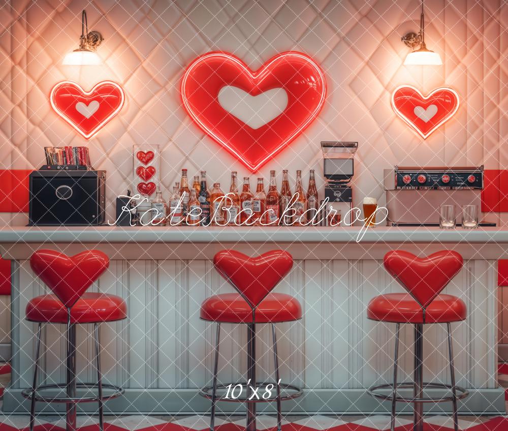 Kate Valentine Retro Heart Diner Bar Backdrop Designed by Emetselch