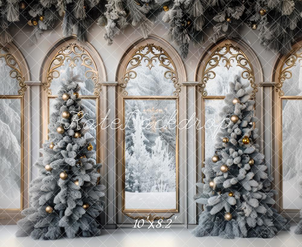 Fondo de Ventana Arqueada de Árbol de Navidad Designed by Mini MakeBelieve