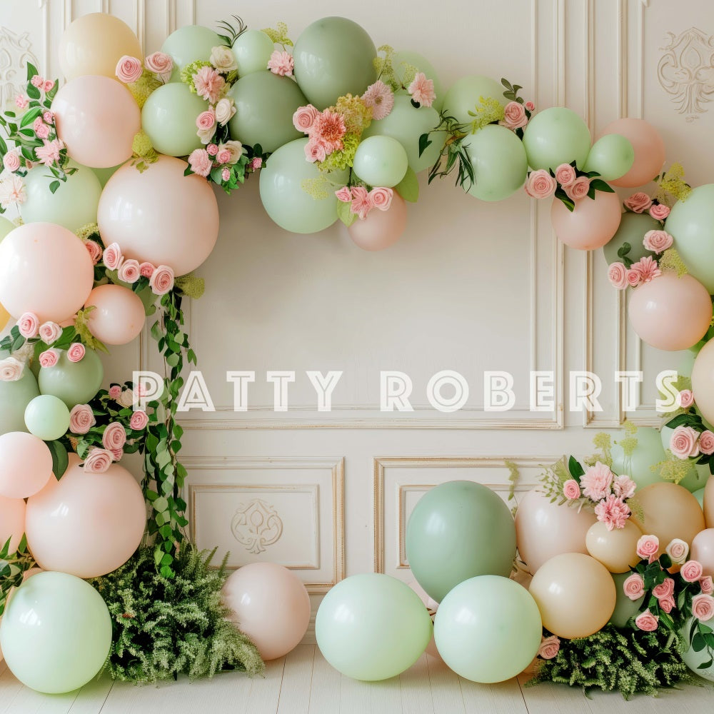 Compleanno Rosa Pink Arch Verde Murale Retro Bianco Designed by Patty Robert