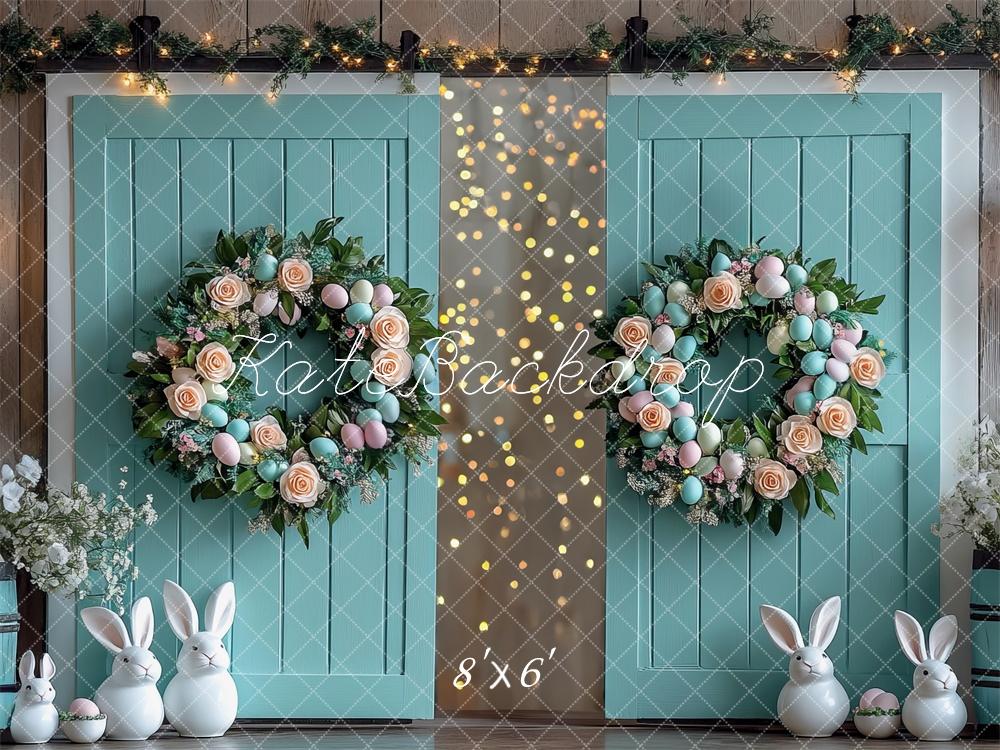 Kate Easter Bunny Floral Wreath Barn Backdrop Designed by Mini MakeBelieve