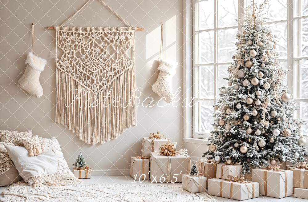 Christmas Tree Boho Woonkamer Foto Achtergrond Designed by Emetselch