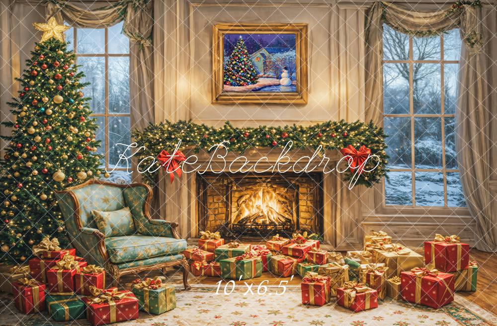 Kate Christmas Tree Fireplace Gift Chair Backdrop Designed by Emetselch