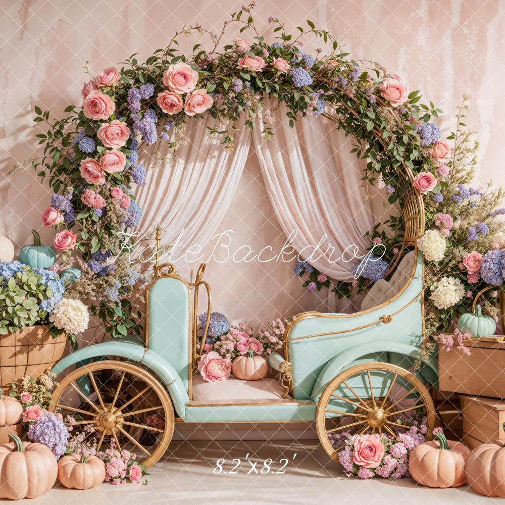 Kate Spring Floral Arch Carriage Backdrop Designed by Emetselch