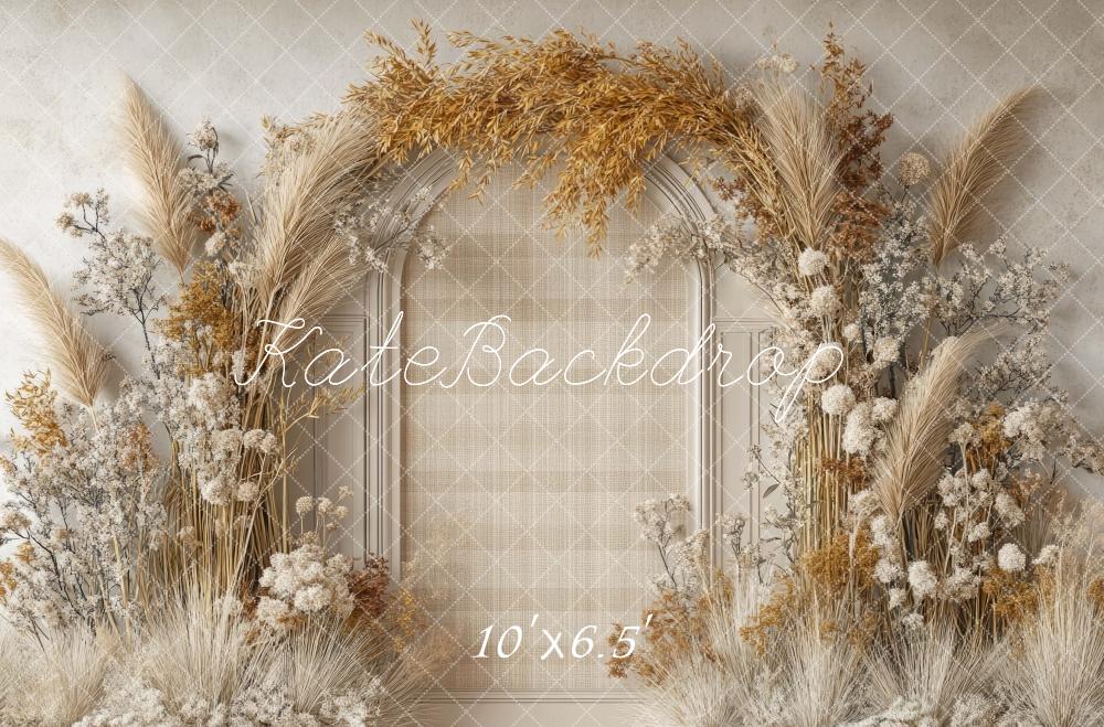 Kate Boho Floral Arch Beige Backdrop Designed by Mini MakeBelieve