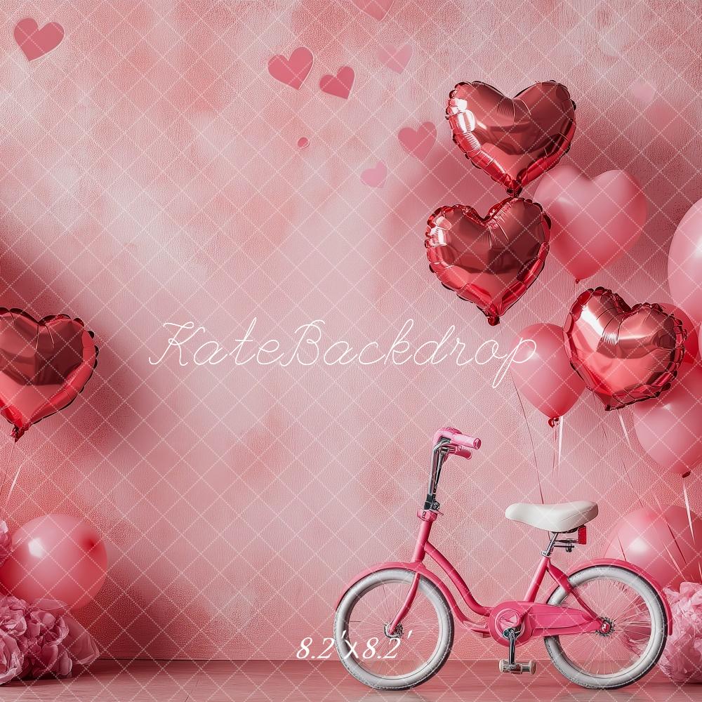 Kate Valentine's  Pink Heart Balloons Bicycle Backdrop Designed by Patty Roberts