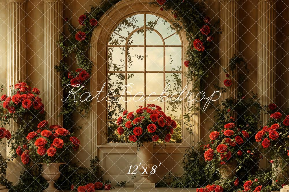 Kate Valentine Vintage Arched Window Rose Backdrop Designed by Emetselch