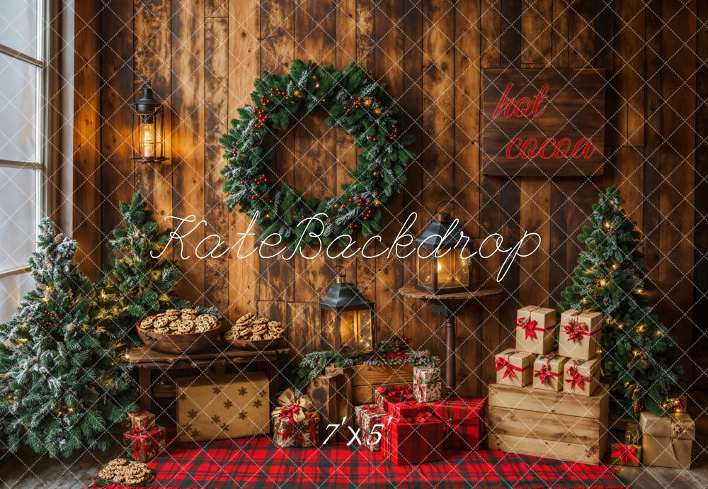 Kate Christmas Indoor Hot Cocoa Cookies Wreath Backdrop Designed by Emetselch