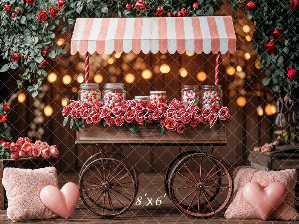 SALE Kate Valentine's Day Candy Rose Cart Pink Backdrop Designed by Emetselch