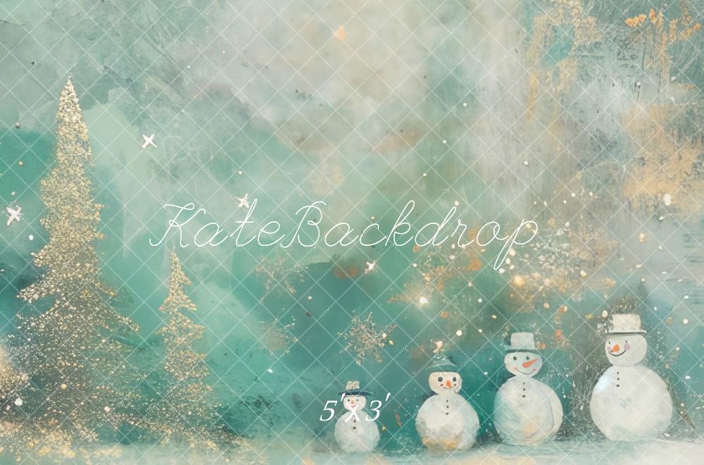 Fondo de invierno Navidad muñeco de nieve copos de nieve diseñado por Lidia Redekopp