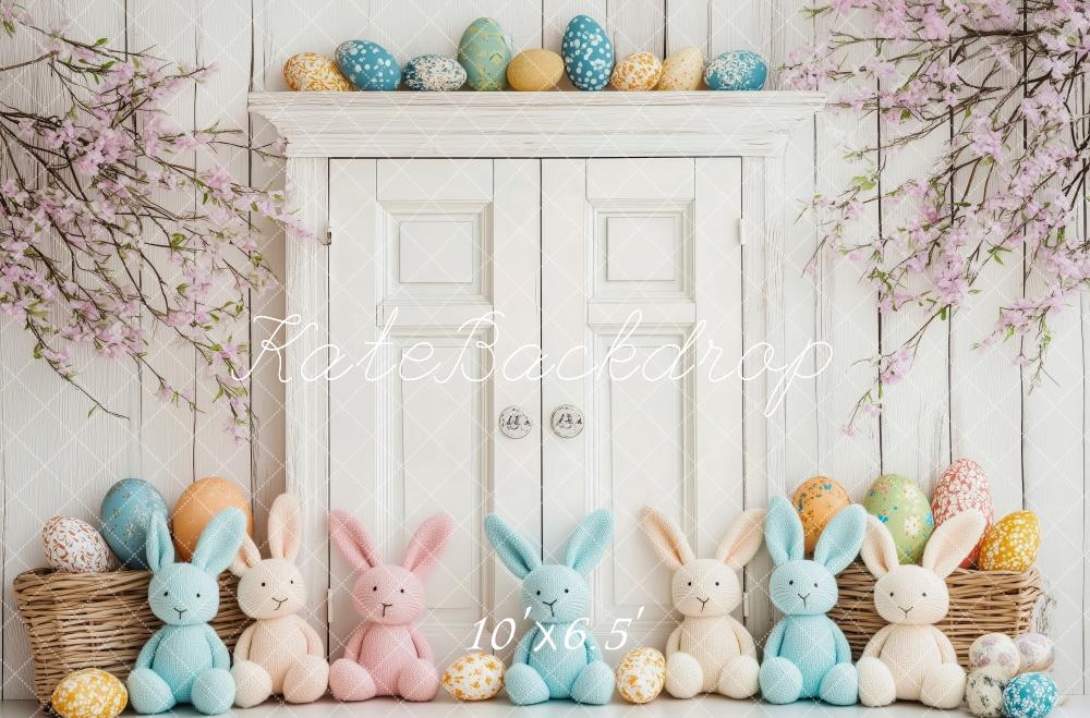 Kate Easter Bunny Eggs White Door Backdrop Designed by Patty Roberts