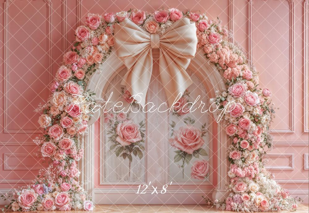 Kate Flower Arch Pink Rose Bow Backdrop Designed by Emetselch