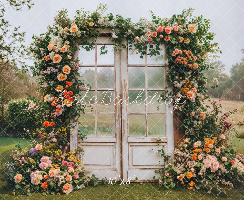 Kate Spring Flower Arch Vintage Door Backdrop Designed by Emetselch