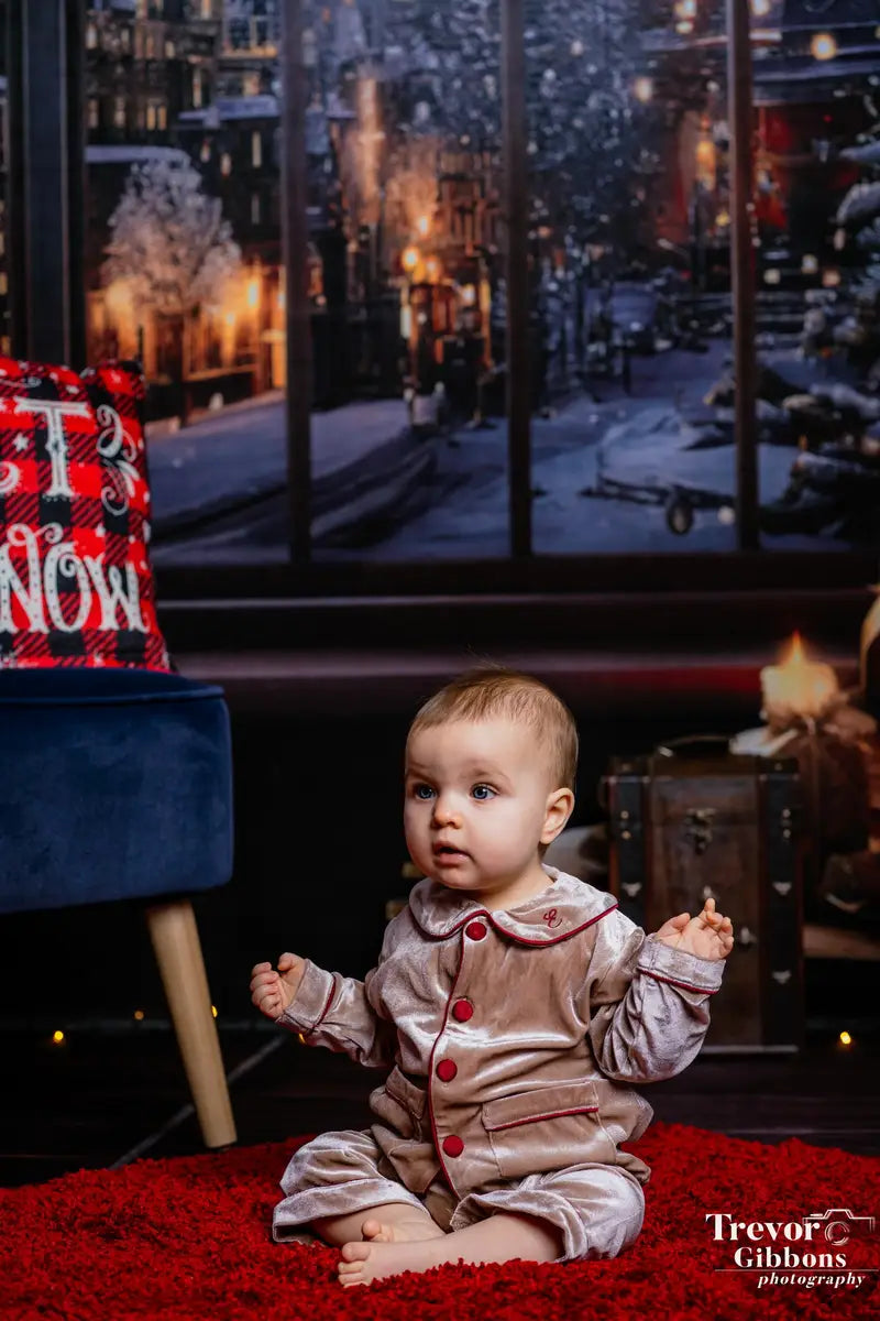 Kate Christmas Window Candle Town in Night Backdrop Designed by Emetselch