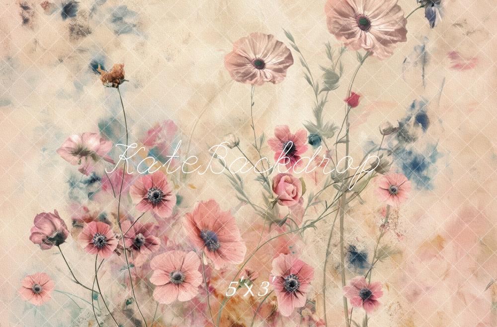 Fine Art Vintage Floral Watercolor Foto Achtergrond Designed by Kerry Anderson