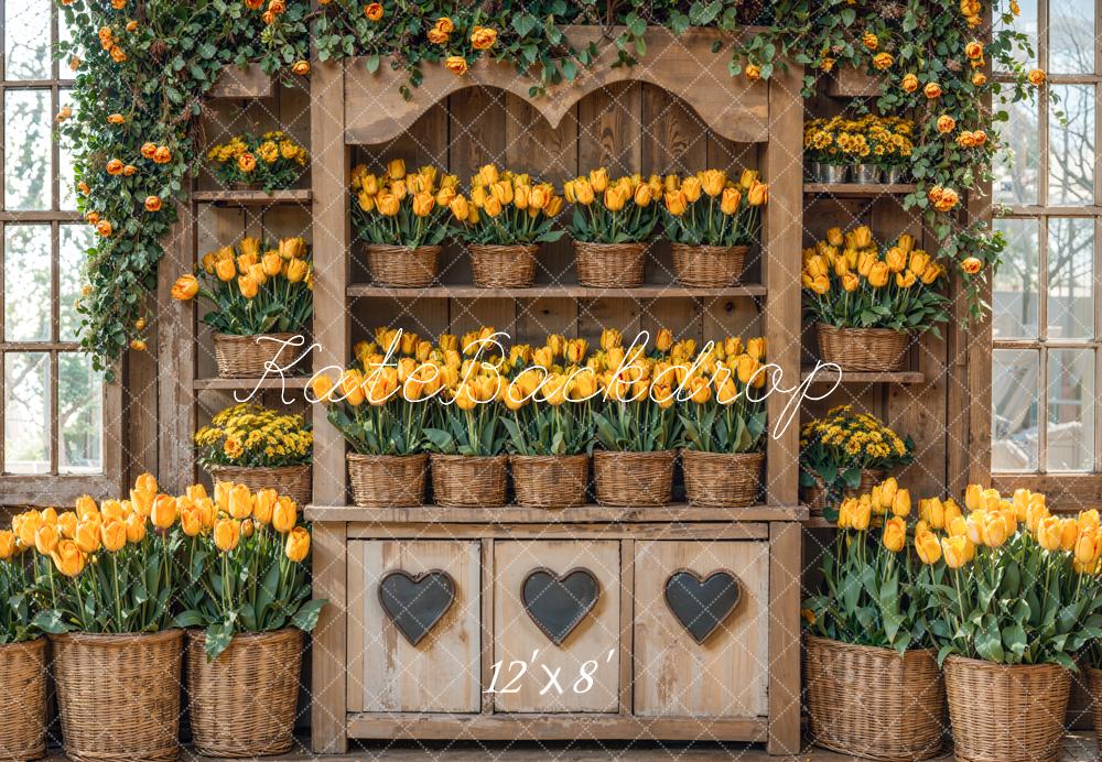 Kate Spring Rustic Tulip Flower Shelf Backdrop Designed by Emetselch