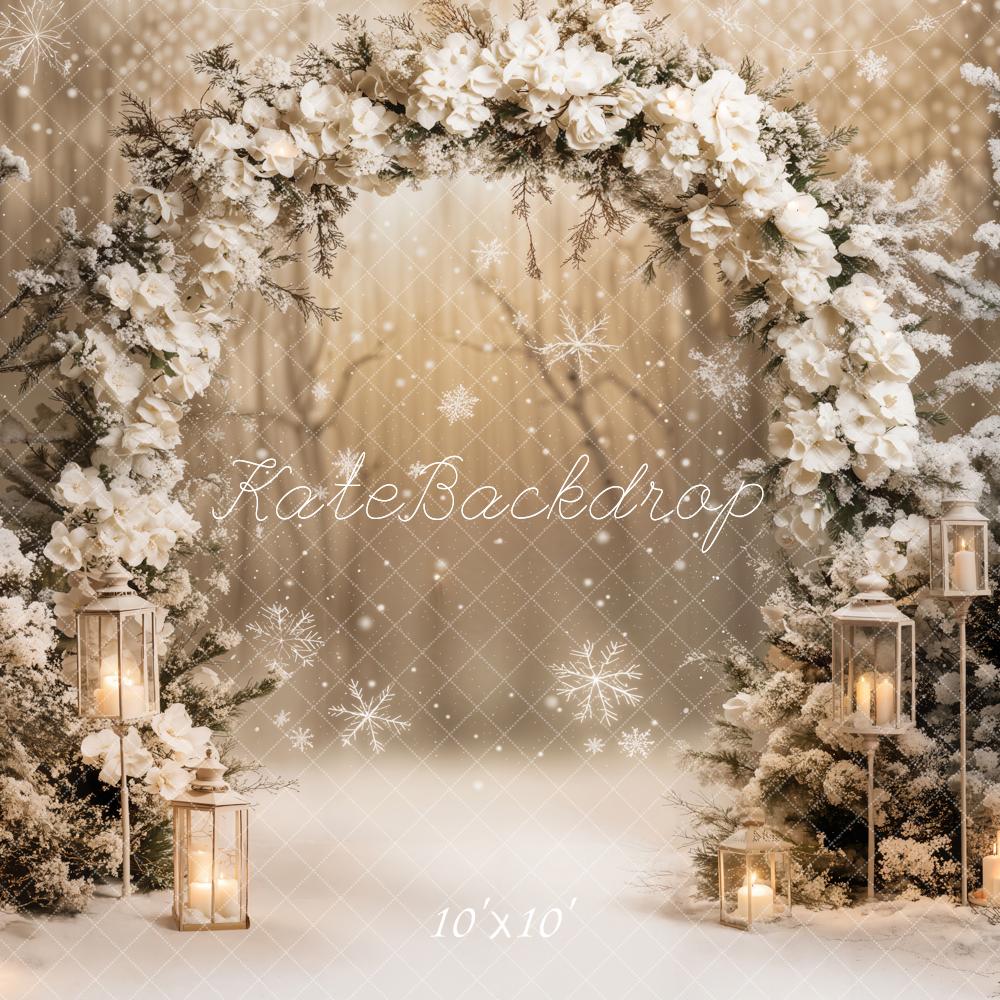 Kate Winter Flower Arch With Snow Backdrop Designed by Emetselch