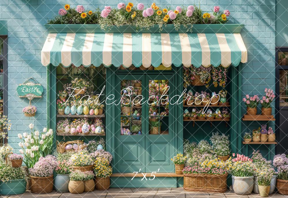 Kate Easter Flower Shop Blue Backdrop Designed by Emetselch