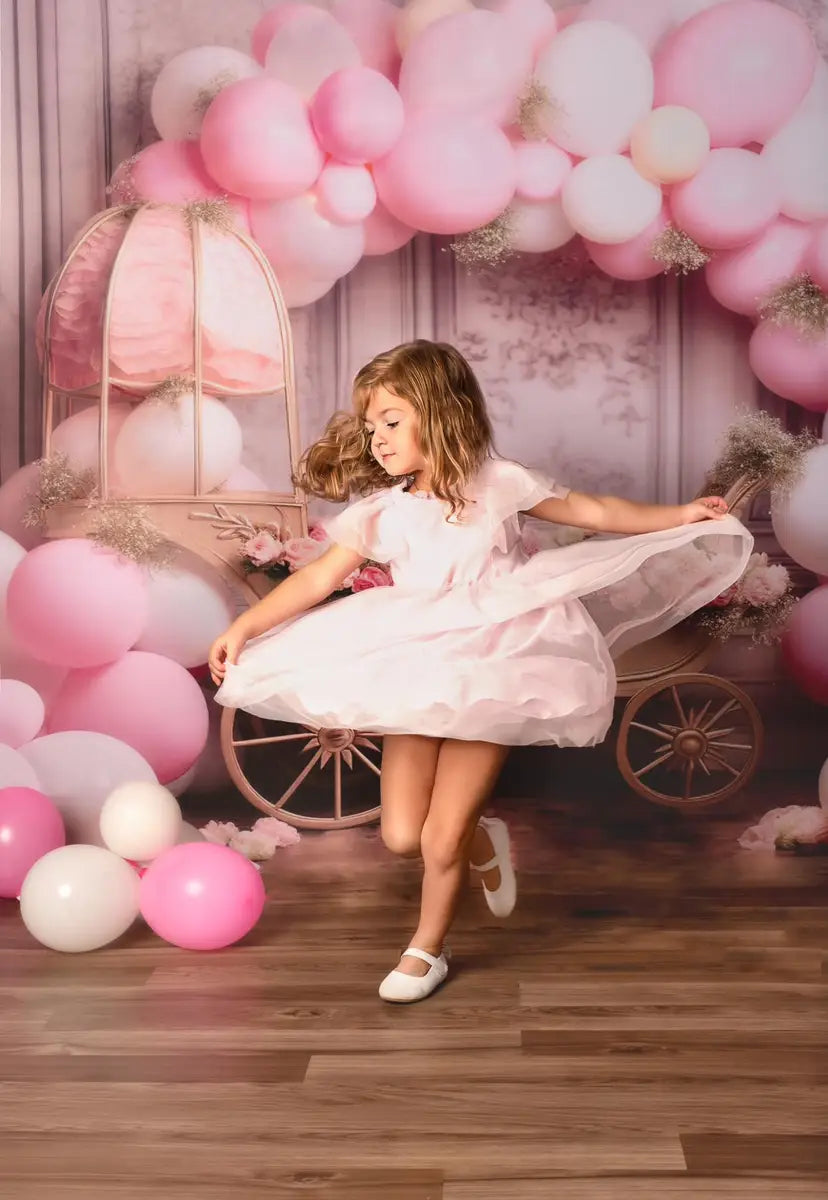 Kate Spring Pink Balloon Floral Cart Backdrop Designed by Emetselch