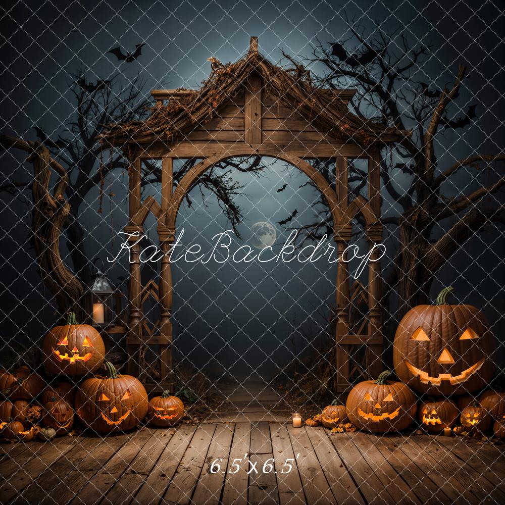 Kate Halloween Outdoor Dark Pumpkin Brown Arch Backdrop Designed by Emetselch