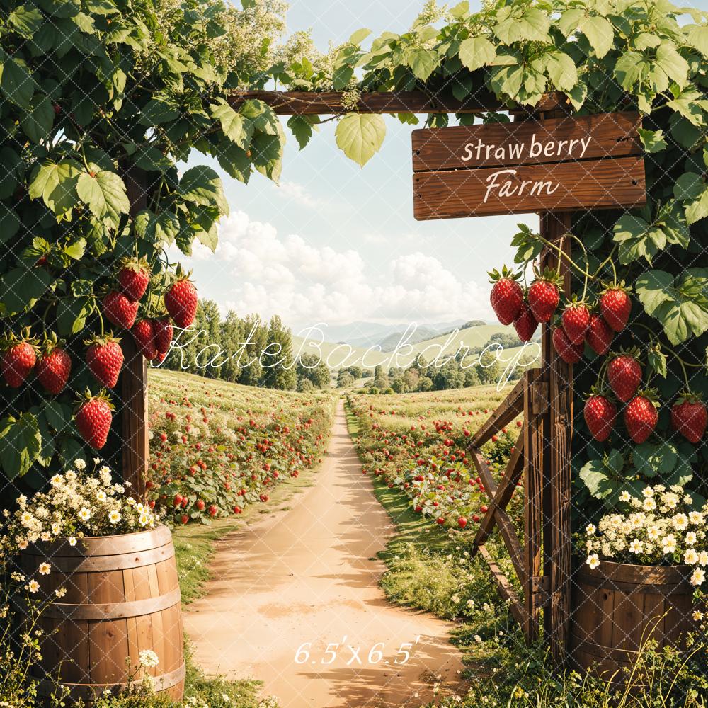 Kate Spring Strawberry Farm Path Rustic Backdrop Designed by Emetselch