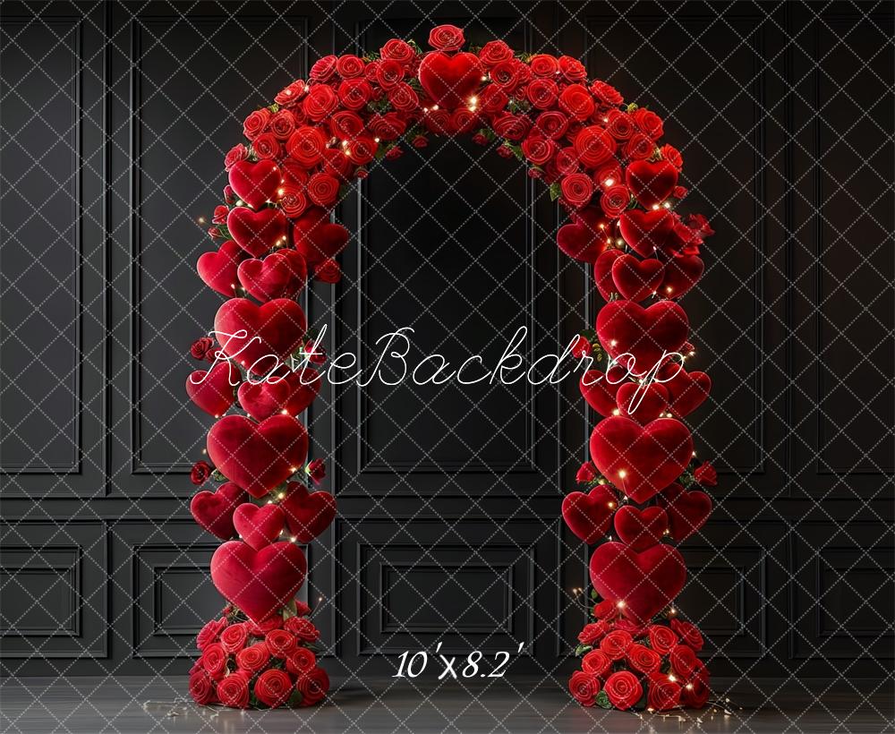 Kate Valentine Red Rose Heart Arch Backdrop Designed by Mini MakeBelieve