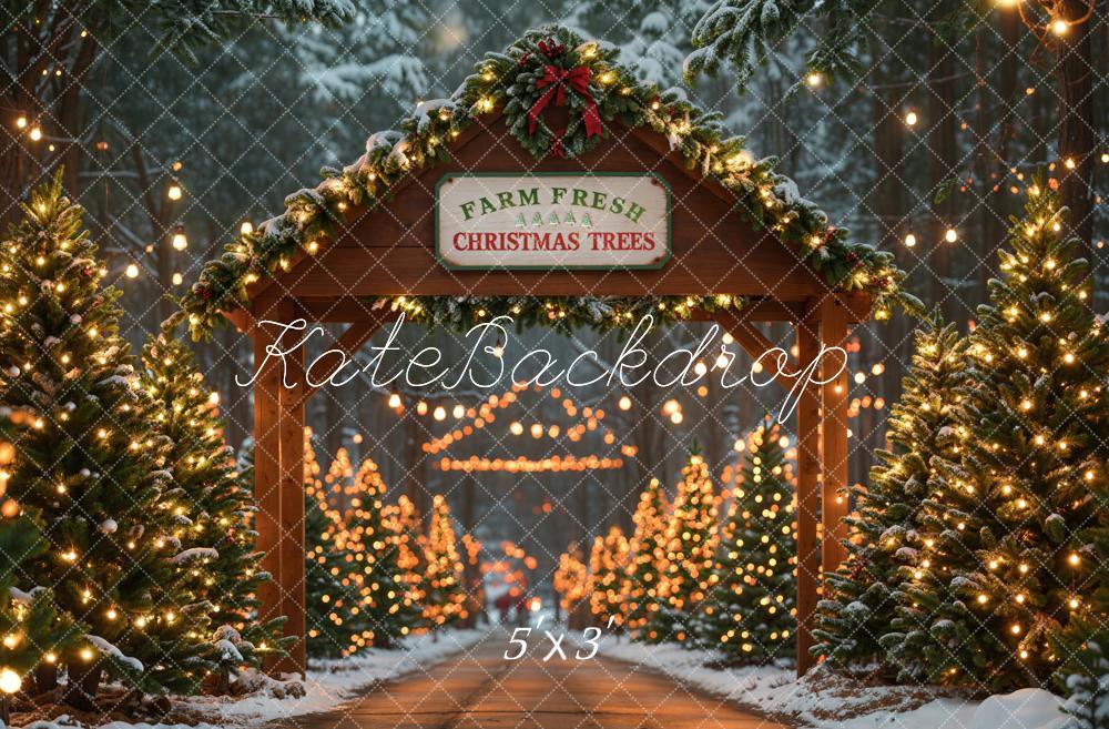 TEST Christmas Trees Farm Wood Door Foto Achtergrond Designed by Emetselch