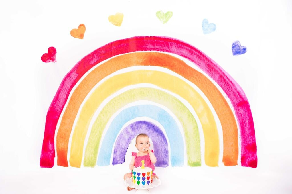 Kate Watercolor Rainbow Backdrop Designed by Mandy Ringe Photography