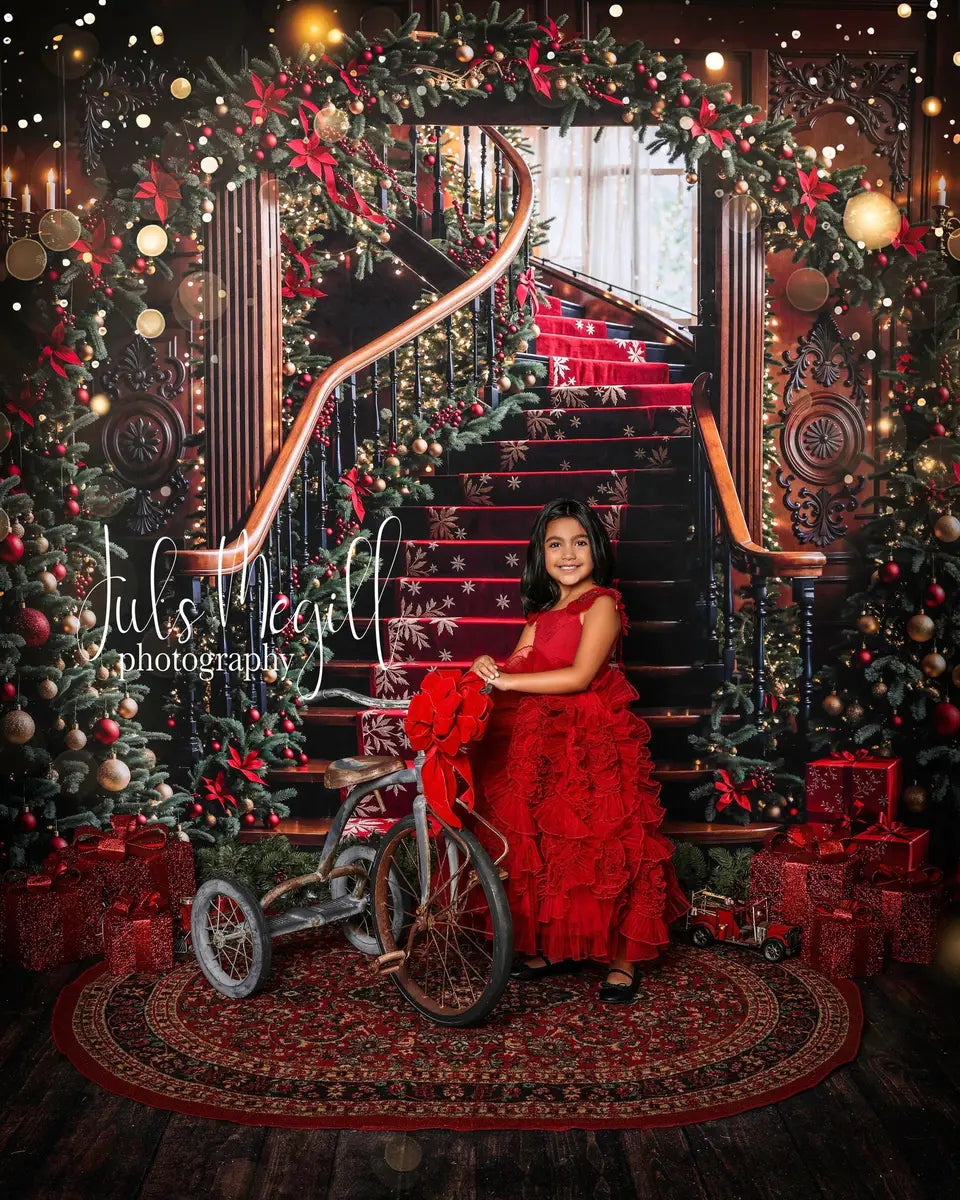 Kate Christmas Tree Arch Vintage Stairs Backdrop Designed by Emetselch