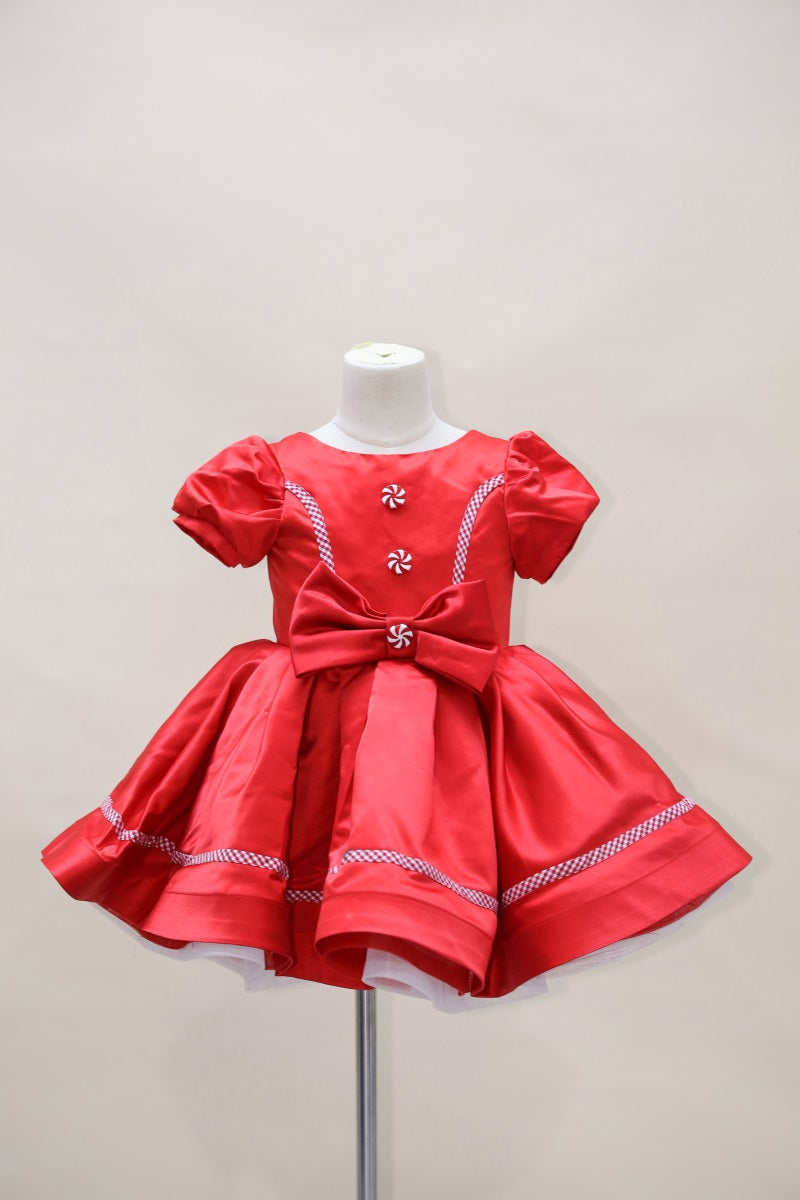 Kate Christmas Red Puff Sleeve Kids Dress for Photography