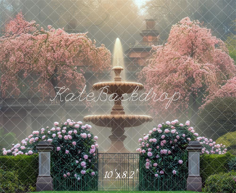 Kate Spring Flower Garden Fountain Backdrop Designed by Mini MakeBelieve