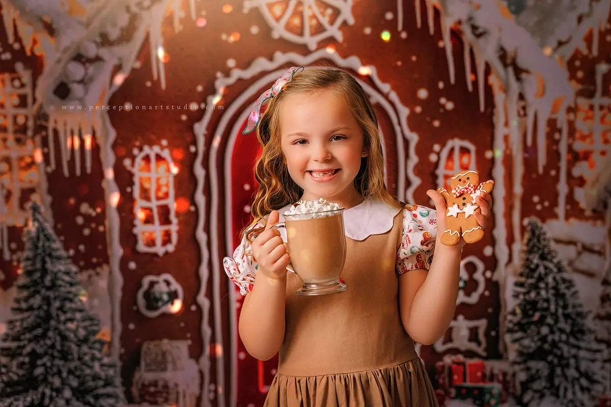 Kate Christmas Gingerbread Houses Snowy Backdrop Designed by Emetselch