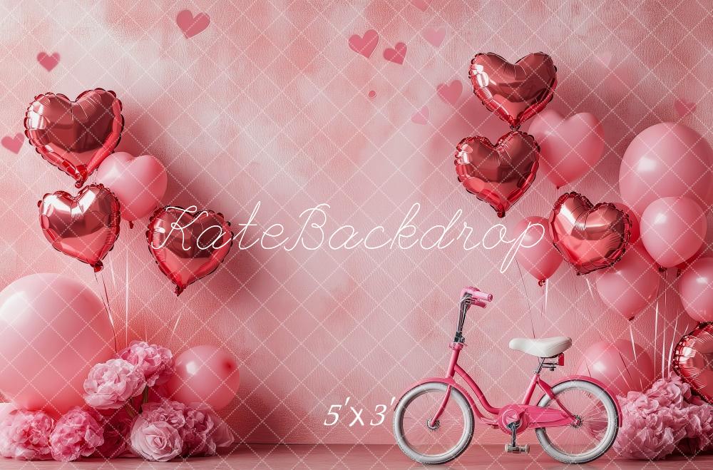 Kate Valentine's  Pink Heart Balloons Bicycle Backdrop Designed by Patty Roberts