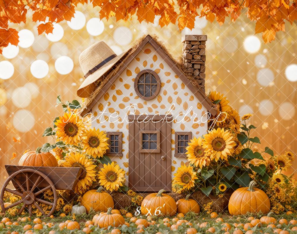 Kate Fall Sunflower Pumpkin House Backdrop Designed by Emetselch