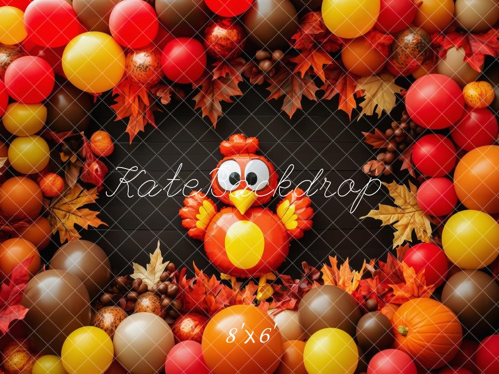 Kate Thanksgiving Turkey Balloon Leaves Backdrop Designed by Patty Roberts