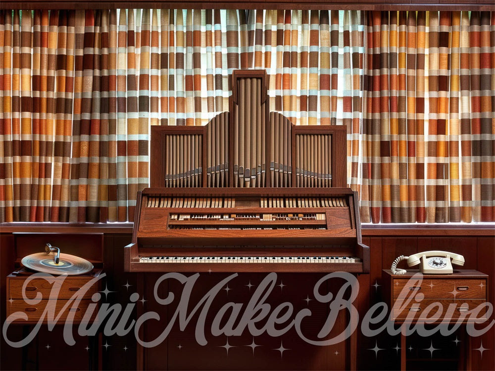 Retro Bruin Pianomuziekkamerachtergrond Ontworpen door Mini MakeBelieve