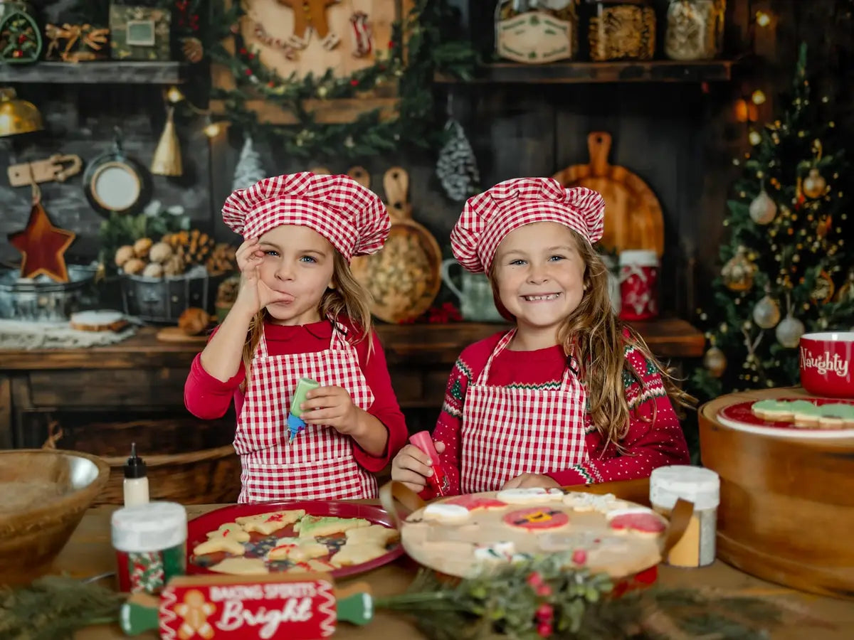 Kate Winter Christmas Vintage Wooden Kitchen Backdrop Designed by Emetselch