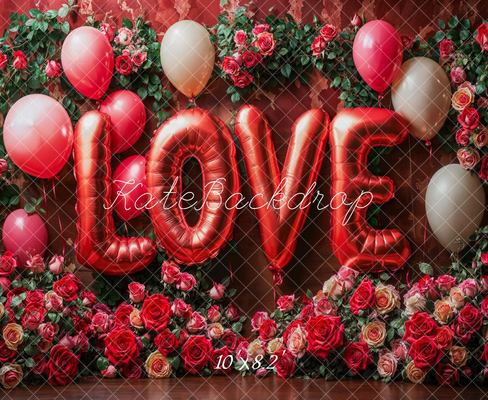 Lightning Deal #1 Kate Valentine's Day Love Balloon Roses Backdrop Designed by Emetselch