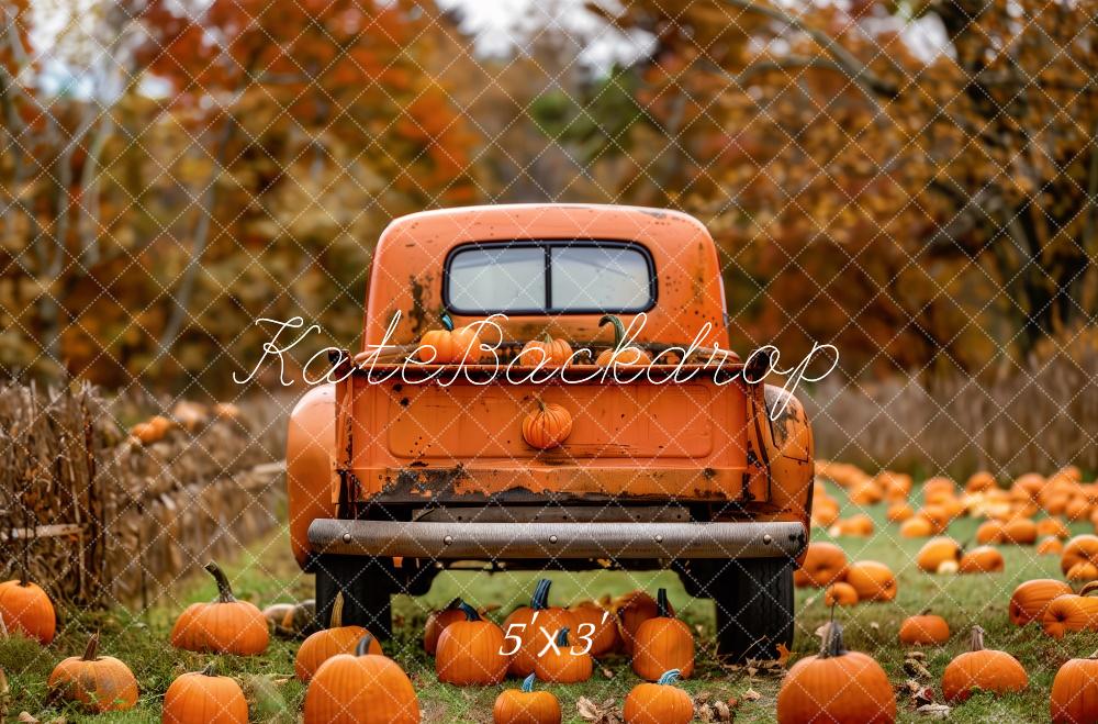 Fall Oranje Truck in Pompoen Patch Foto Achtergrond Designed by Patty Robert