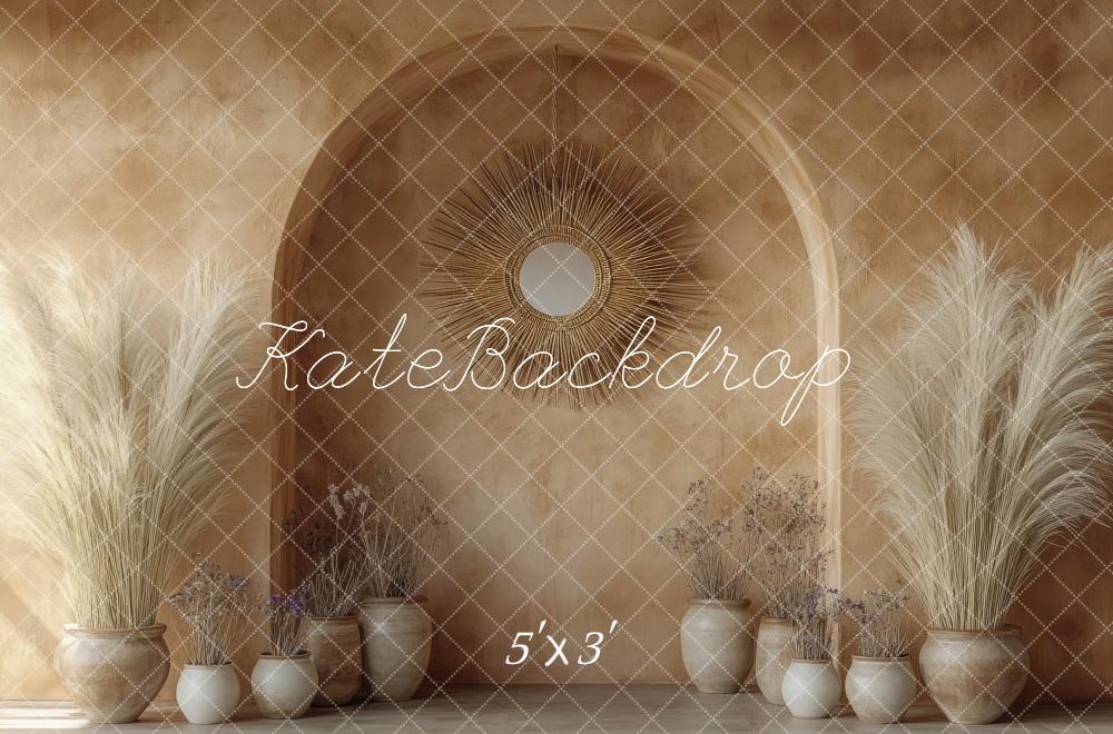 Boho Arch Dried Pampas Wall Foto Achtergrond Designed by Mini MakeBelieve