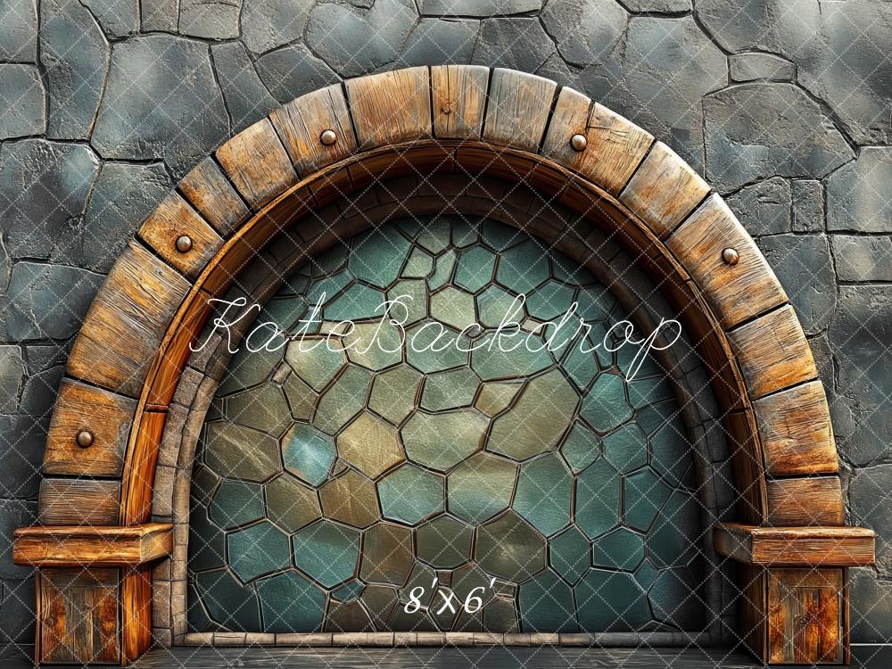 Fondo Vintage Arco de Piedra Verde Diseñado por Mini MakeBelieve