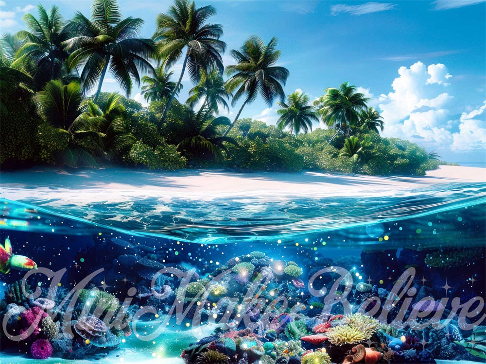 Fantasy Sea Island Colorful Underwater World Backdrop Progettato da Mini MakeBelieve