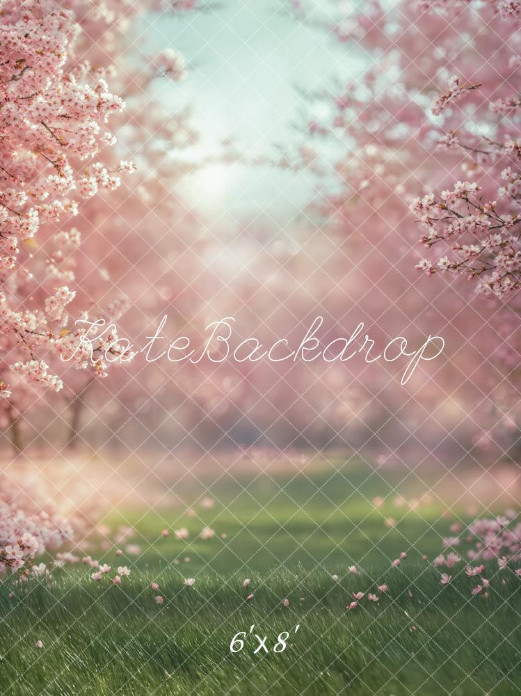 Kate Spring Cherry Blossom Grass Backdrop Designed by Emetselch