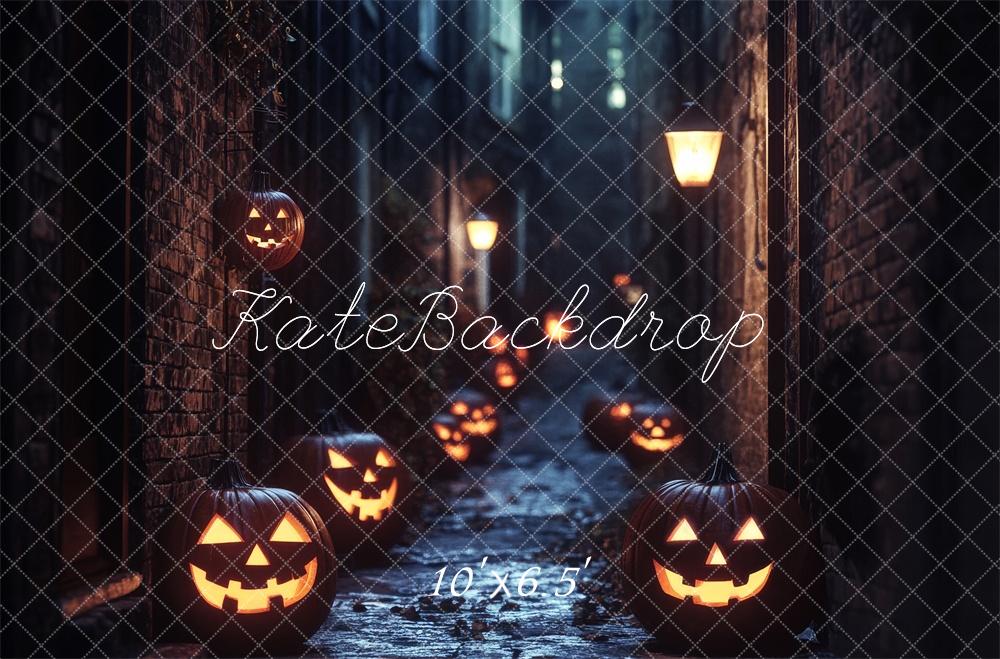 Kate Halloween Pumpkin Alley Lights Backdrop Designed by Lidia Redekopp